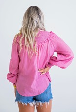 Karlie Karlie Pink Linen Smock Top