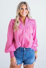 Karlie Karlie Pink Linen Smock Top