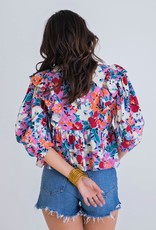 Karlie Karlie Floral VNeck Ruffle Top