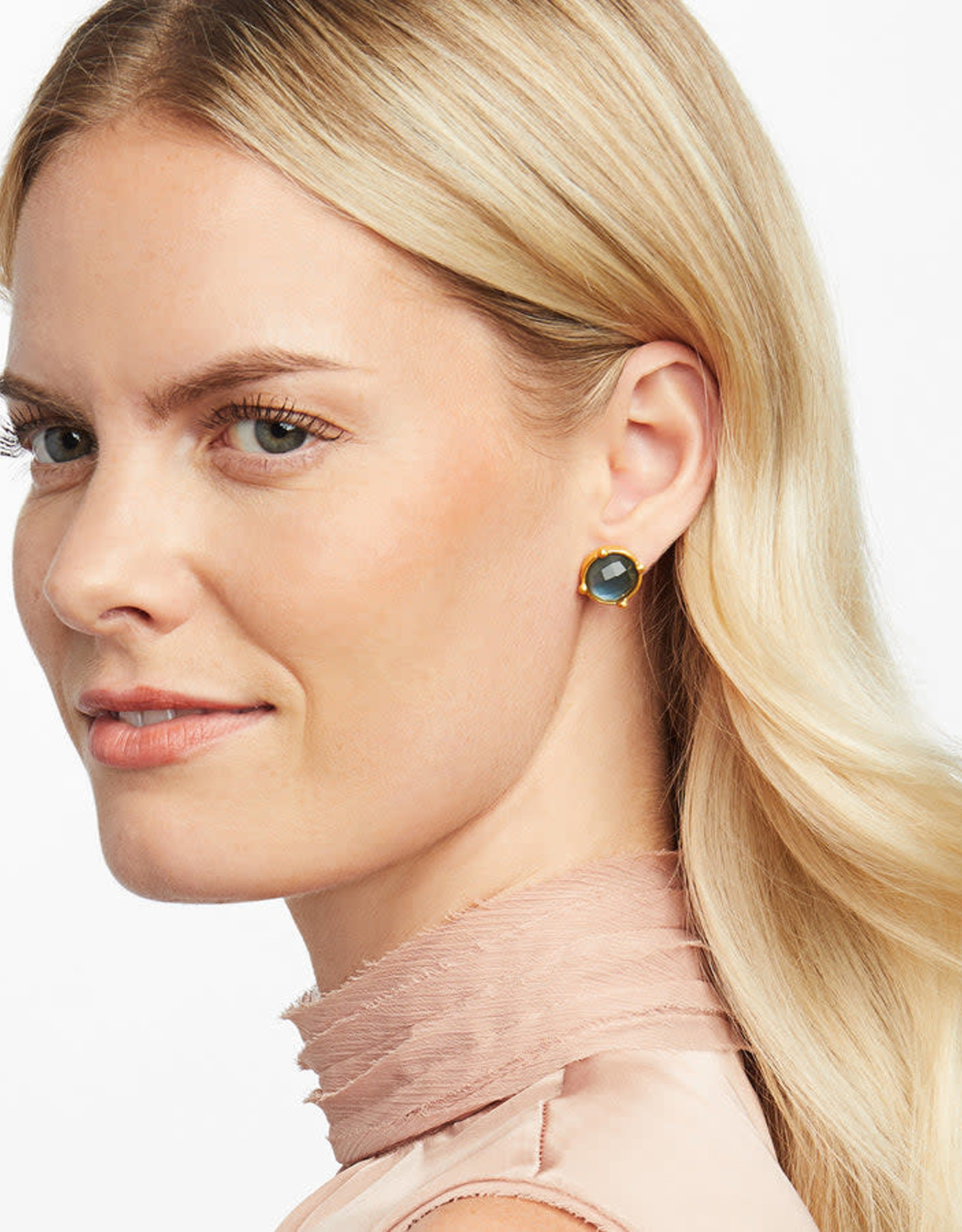 Julie Vos Julie Vos Honey Stud Iridescent Chalcedony Blue