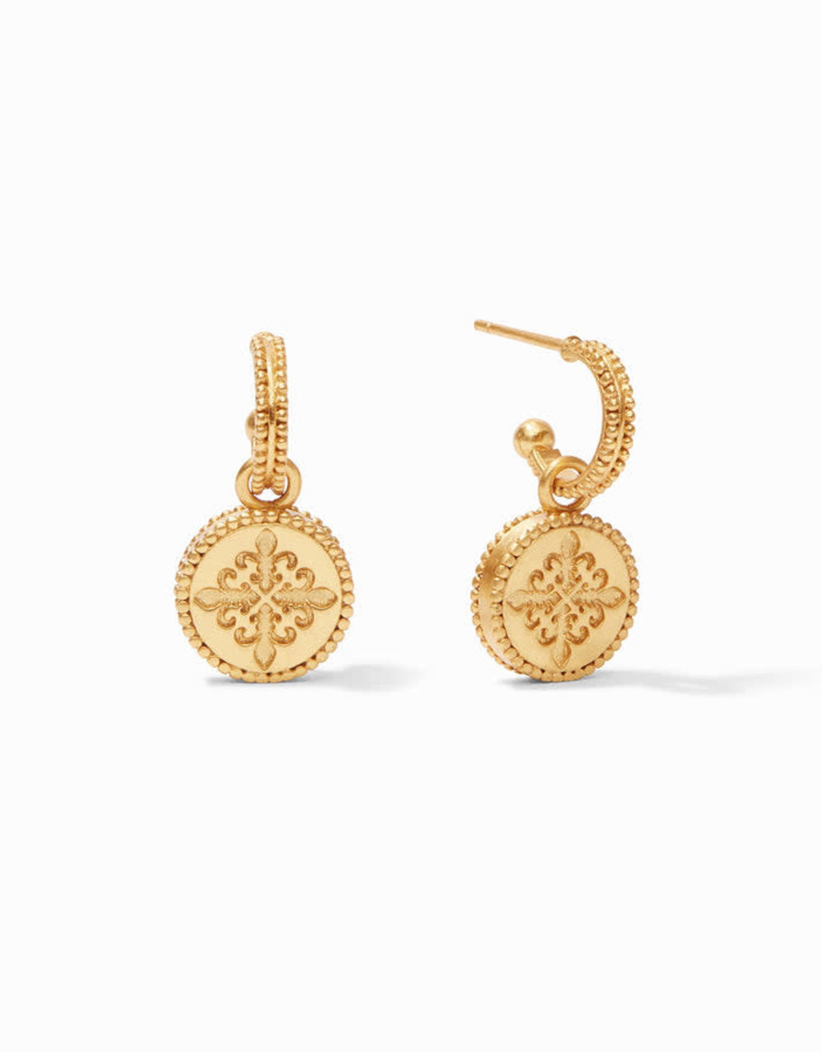 Julie Vos Julie Vos Fleur-de-Lis Hoop & Charm Earring Chalcedony