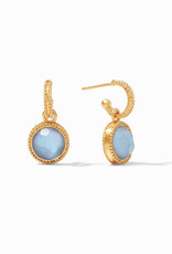 Julie Vos Julie Vos Fleur-de-Lis Hoop & Charm Earring Chalcedony