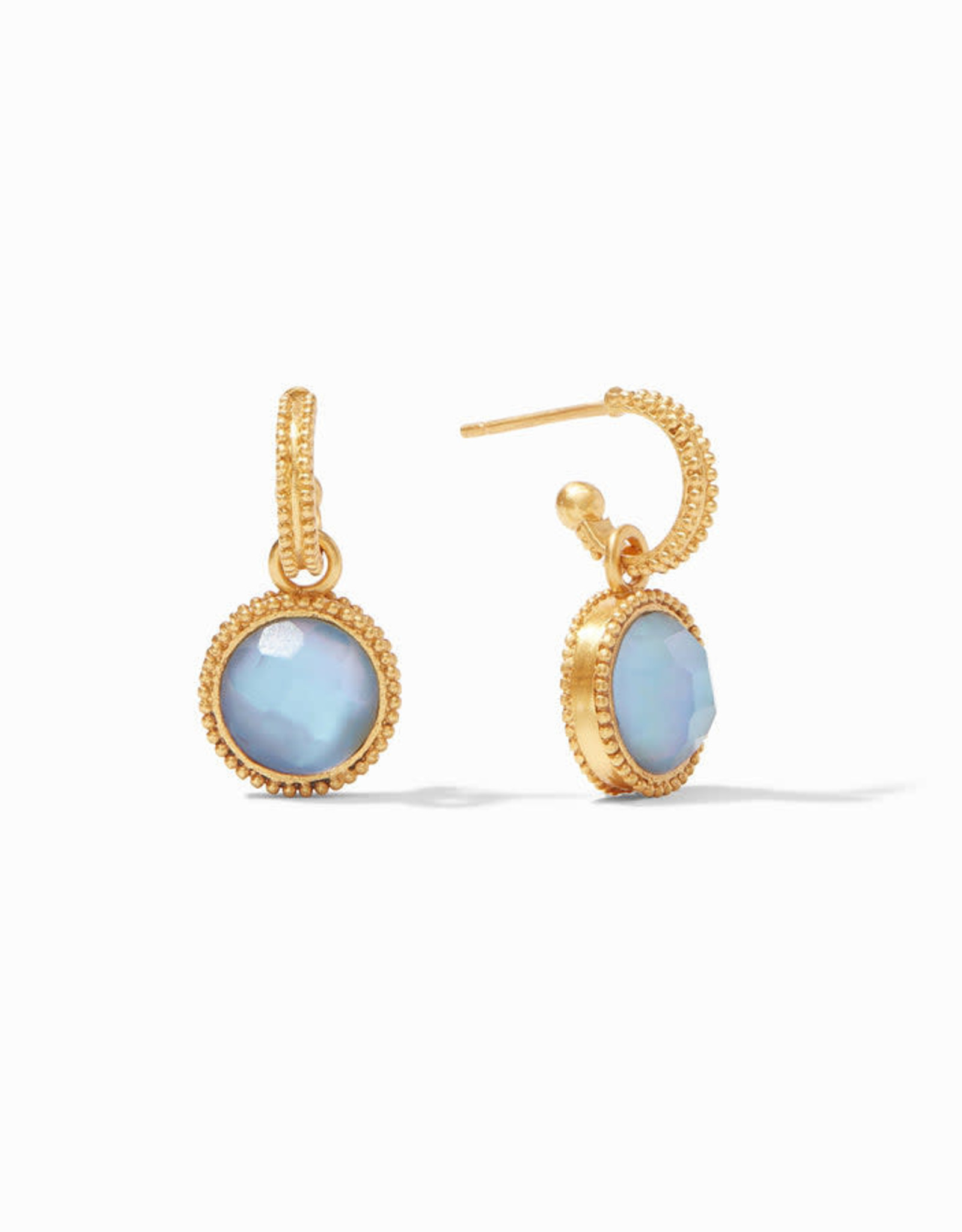 Julie Vos Julie Vos Fleur-de-Lis Hoop & Charm Earring Chalcedony