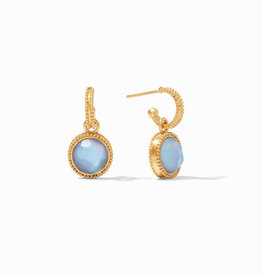 Julie Vos Julie Vos Fleur-de-Lis Hoop & Charm Earring Chalcedony