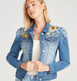 Driftwood GiGi Puff Sleeve Jean Jacket Sunflower