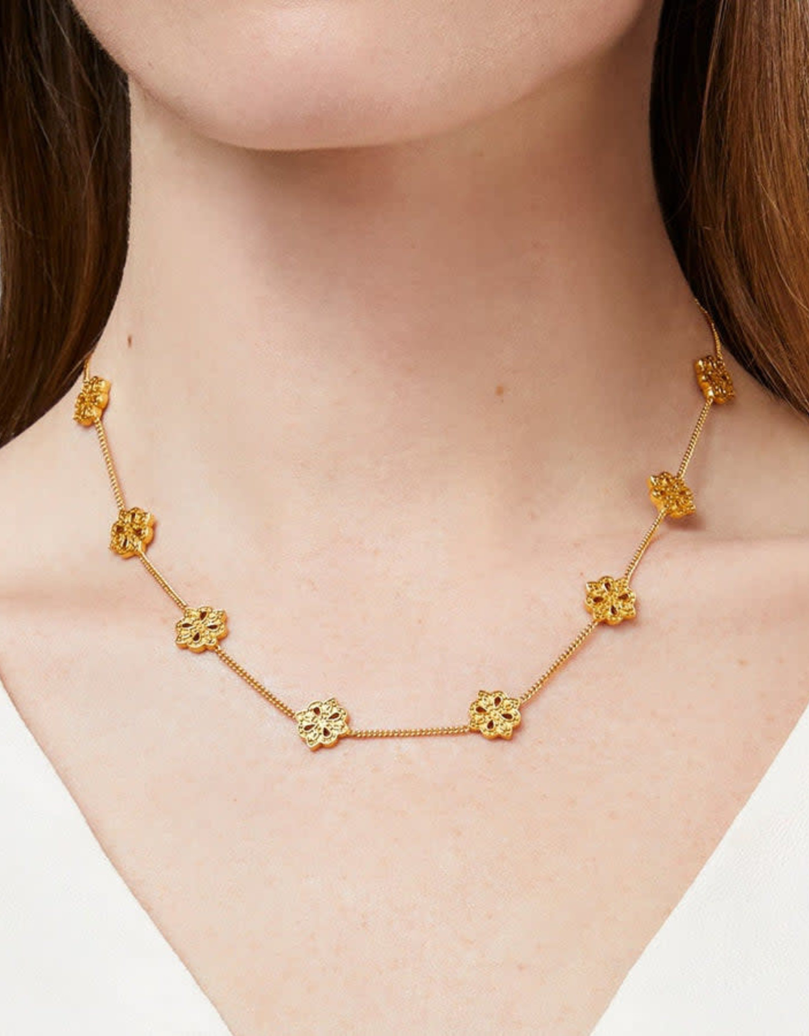 Louis Vuitton Flower Full Station Necklace - Gold-Plated Station