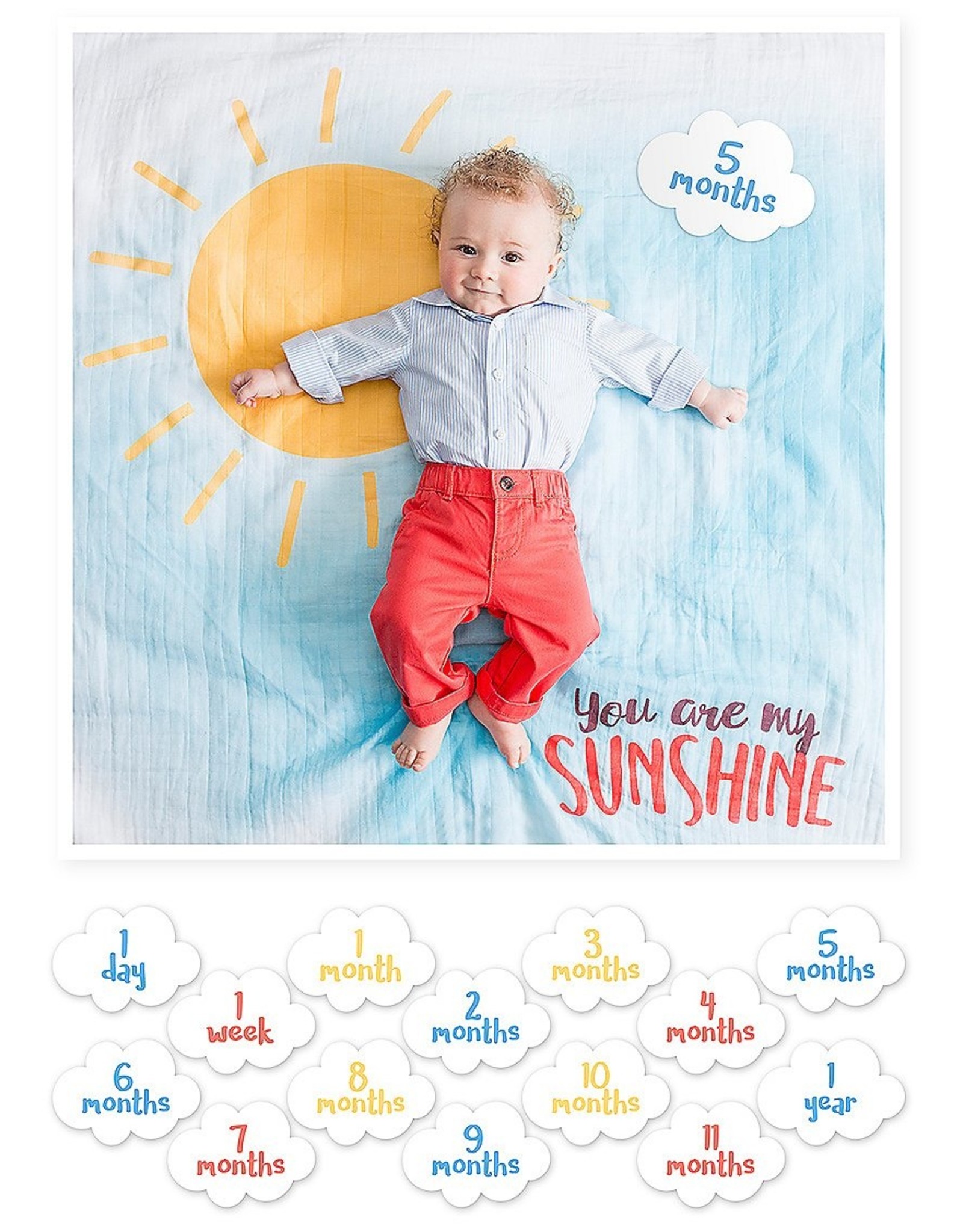 Lulujo Lulujo Baby's First Year Blanket & Cards Set