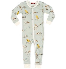Milkbarn Milkbarn Bamboo Zipper Pajama Blue Birds