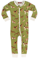 Milkbarn Milkbarn Organic Cotton Zipper Pajama Green Dogs