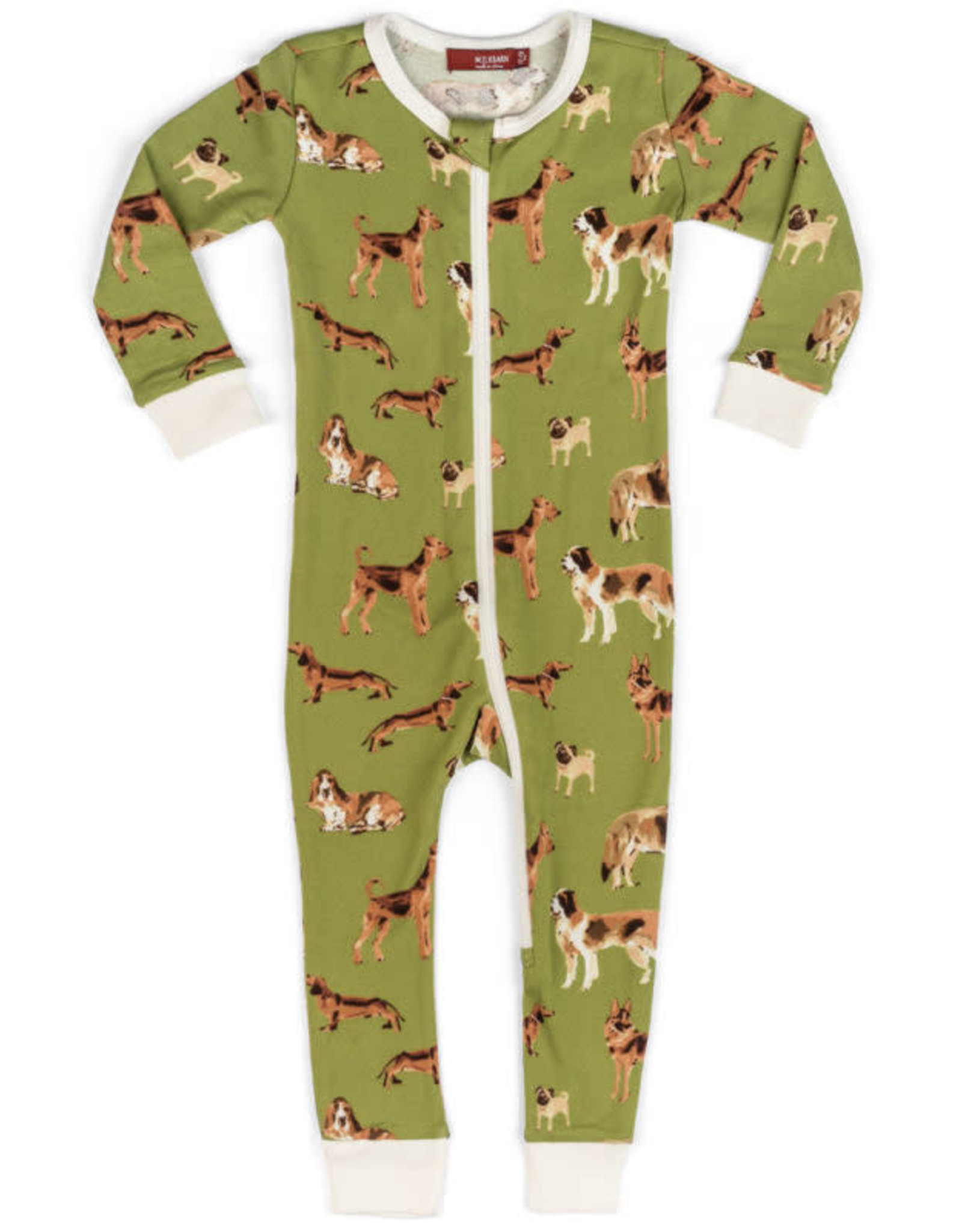 Milkbarn Milkbarn Organic Cotton Zipper Pajama Green Dogs