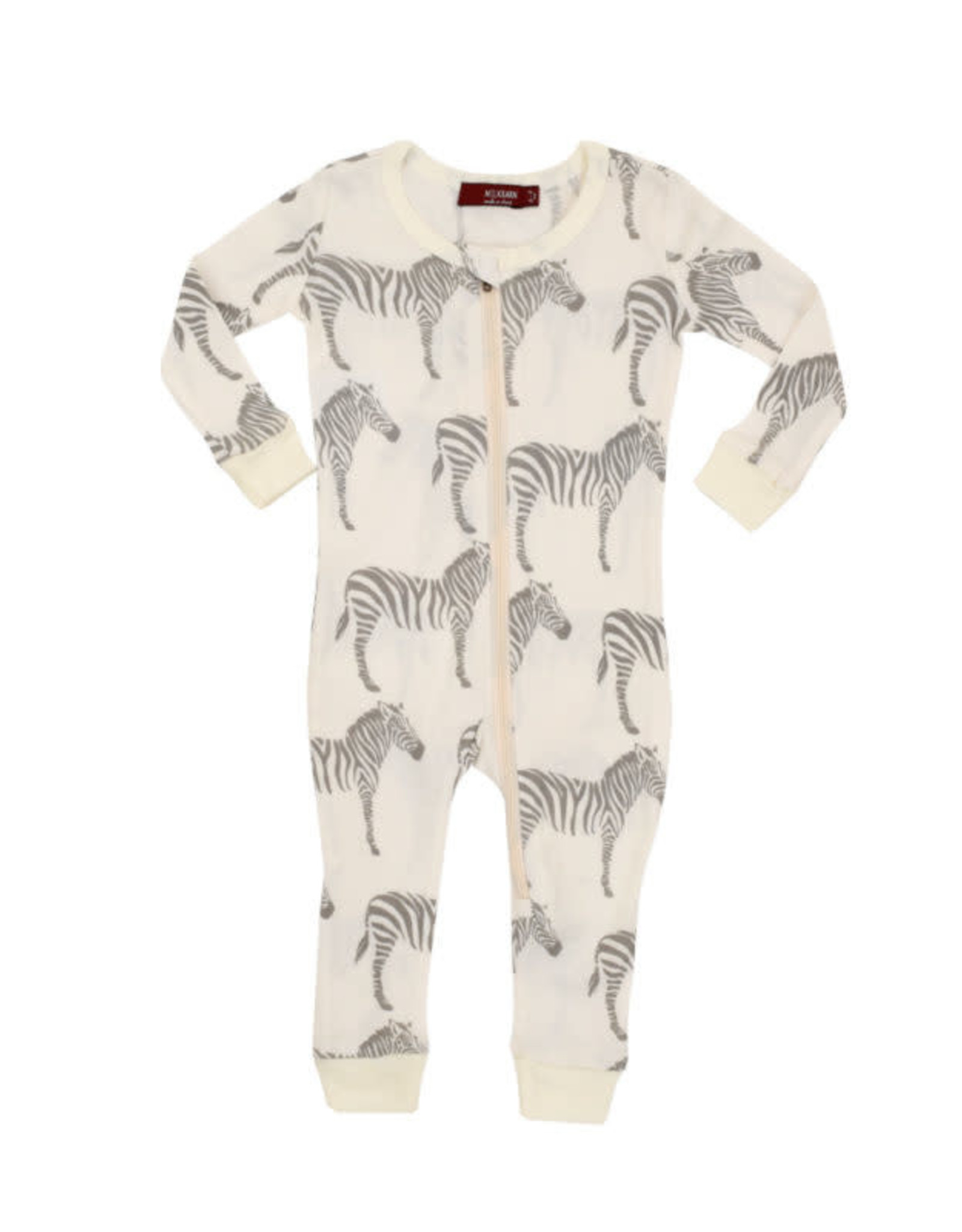 Milkbarn Milkbarn Organic Cotton Zipper Pajama Grey Zebra