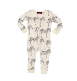 Milkbarn Milkbarn Organic Cotton Zipper Pajama Grey Zebra