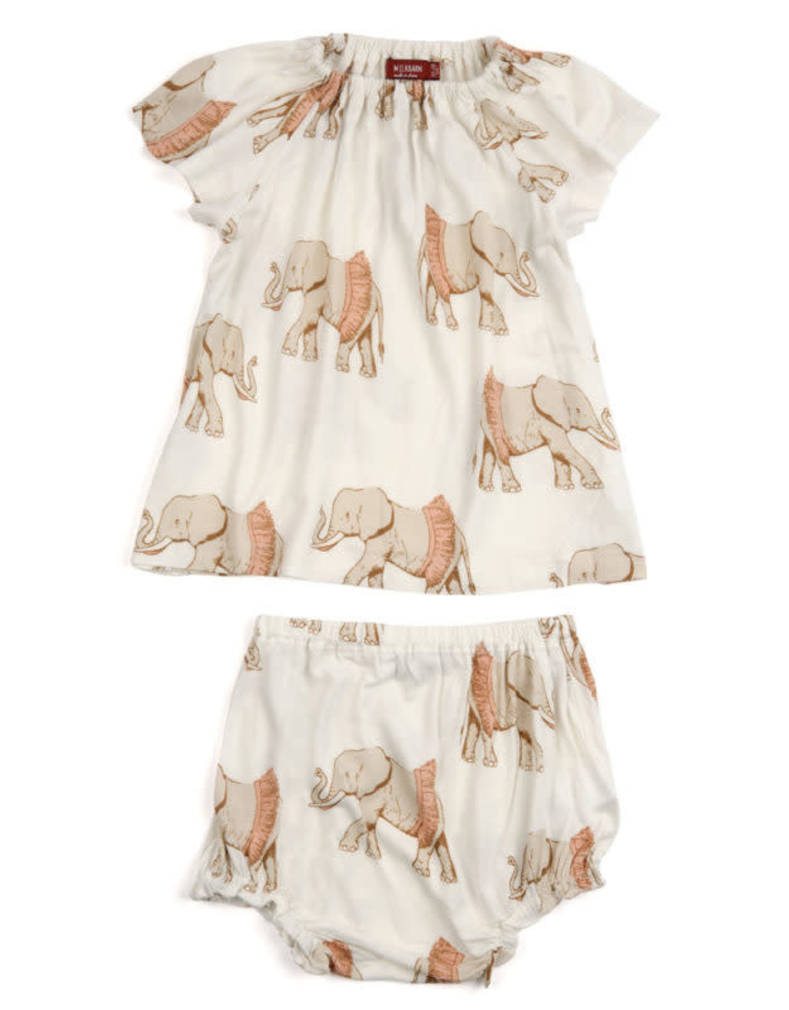 Milkbarn Milkbarn Short Sleeve Peasant Dress w/ Bloomer Tutu Elephant