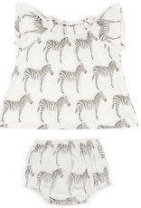 Milkbarn Milkbarn Short Sleeve Peasant Dress w/ Bloomer Grey Zebra