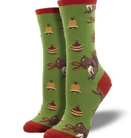 Socksmith Women's Have a Squirrelly Christmas Green Socks