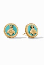 Julie Vos Julie Vos Bee Cameo Stud Earring  Bahamian Blue