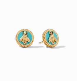 Julie Vos Julie Vos Bee Cameo Stud Earring  Bahamian Blue