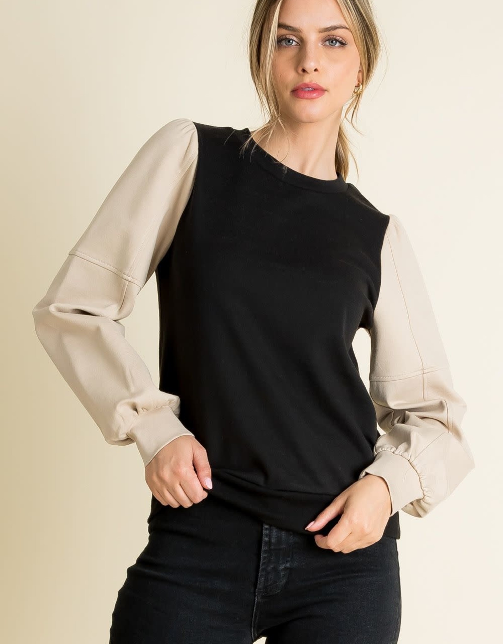 THML Colorblock Pullover Sweater Black 