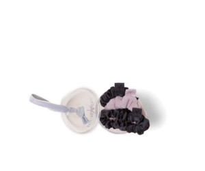BAREFOOT DREAMS LUXECHIC AND SILK SCRUNCHIE SET Beach Rock Grey NEW MSRP $45 Barefoot Dreams Luxechic And Silk Scrunchie Set Hair Ties  main image 2