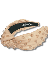 Brianna Cannon Brianna Cannon Nude Vegan Leather Headband With Glass Beads