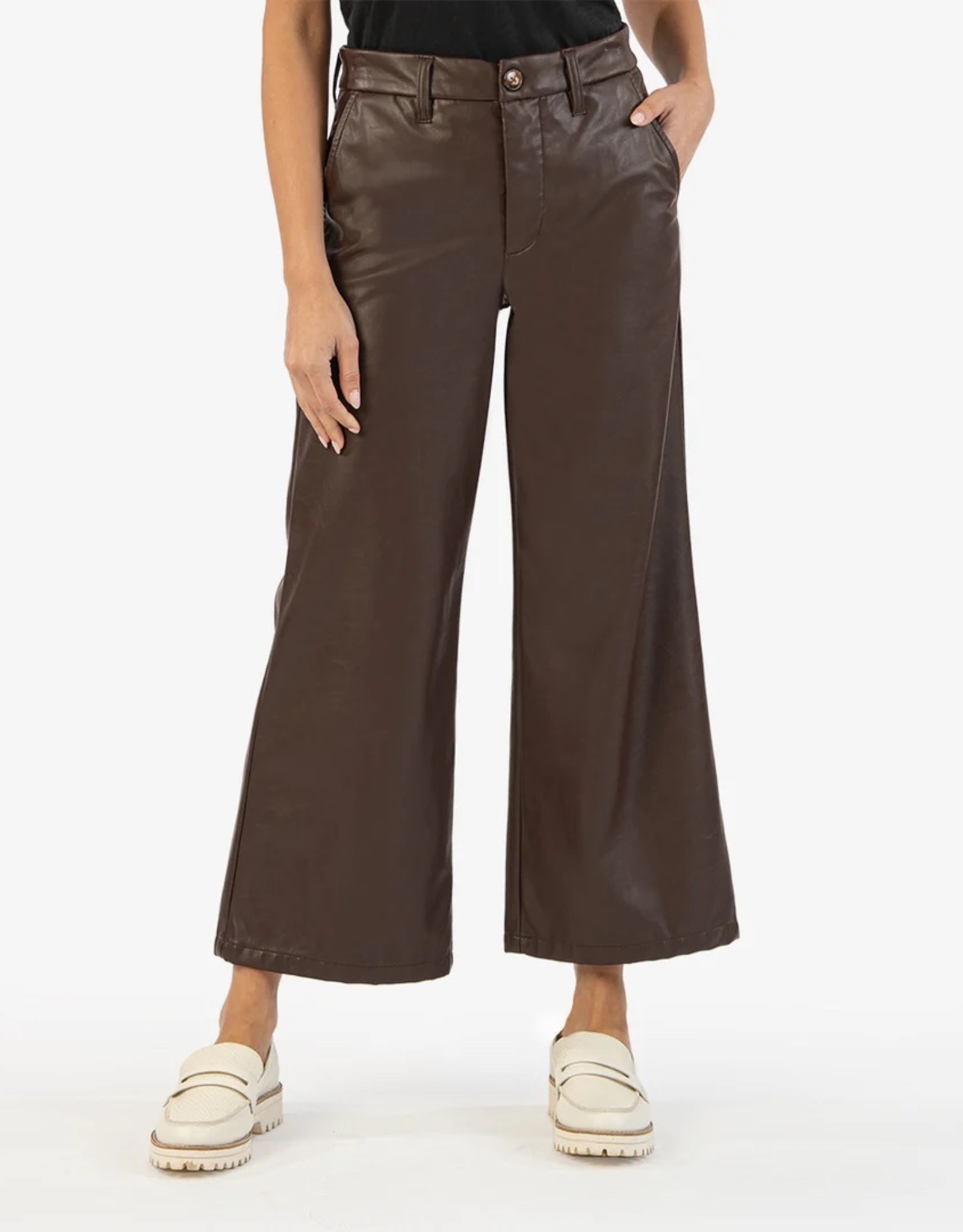Kut From the Kloth KUT Aubrielle Wide Leg Ankle Pant Chocolate