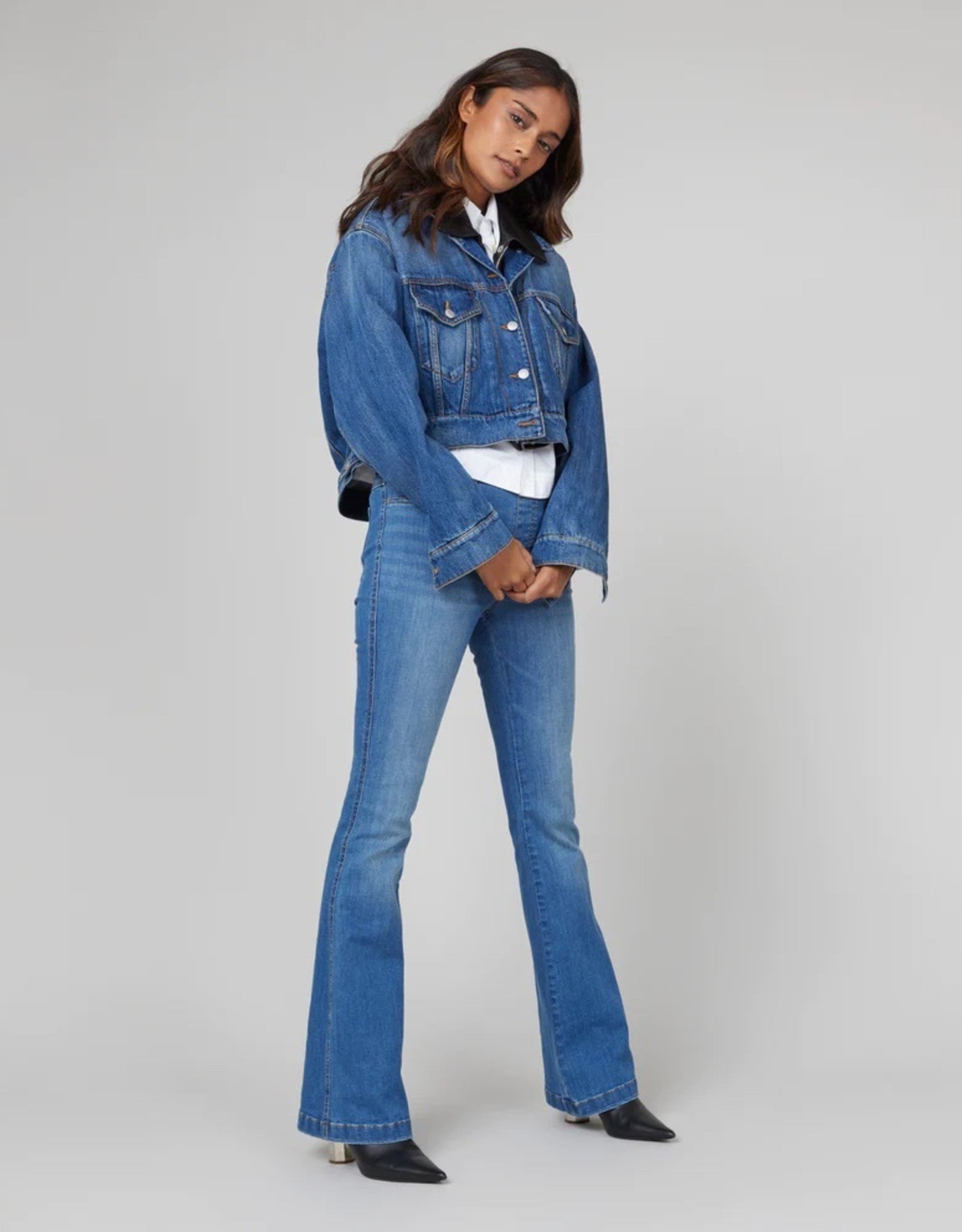 High Rise '70s Flare Jeans In Medium Indigo