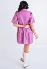 Karlie Karlie Faux Leather Tier Dress Purple
