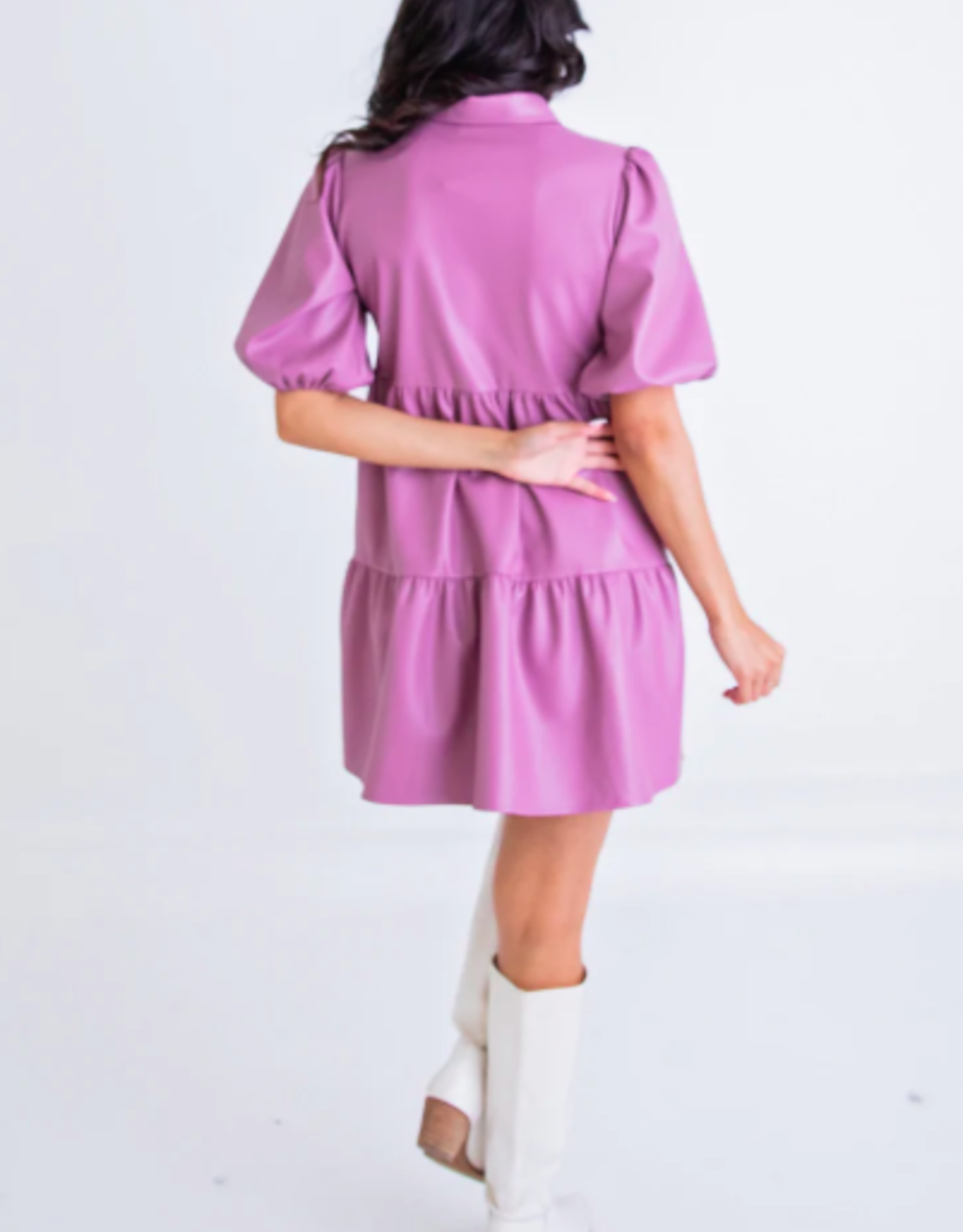 Karlie Karlie Faux Leather Tier Dress Purple