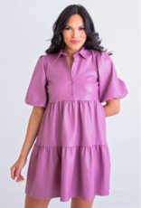 Karlie Karlie Faux Leather Tier Dress Purple