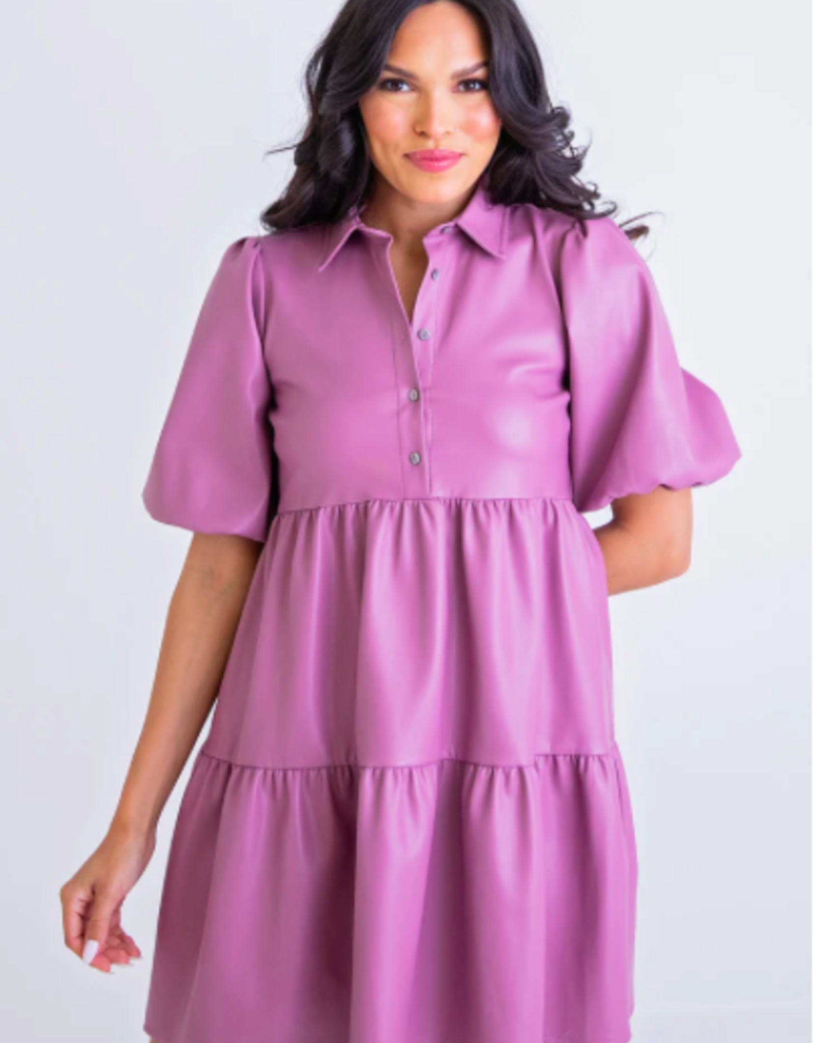 Karlie Karlie Faux Leather Tier Dress Purple