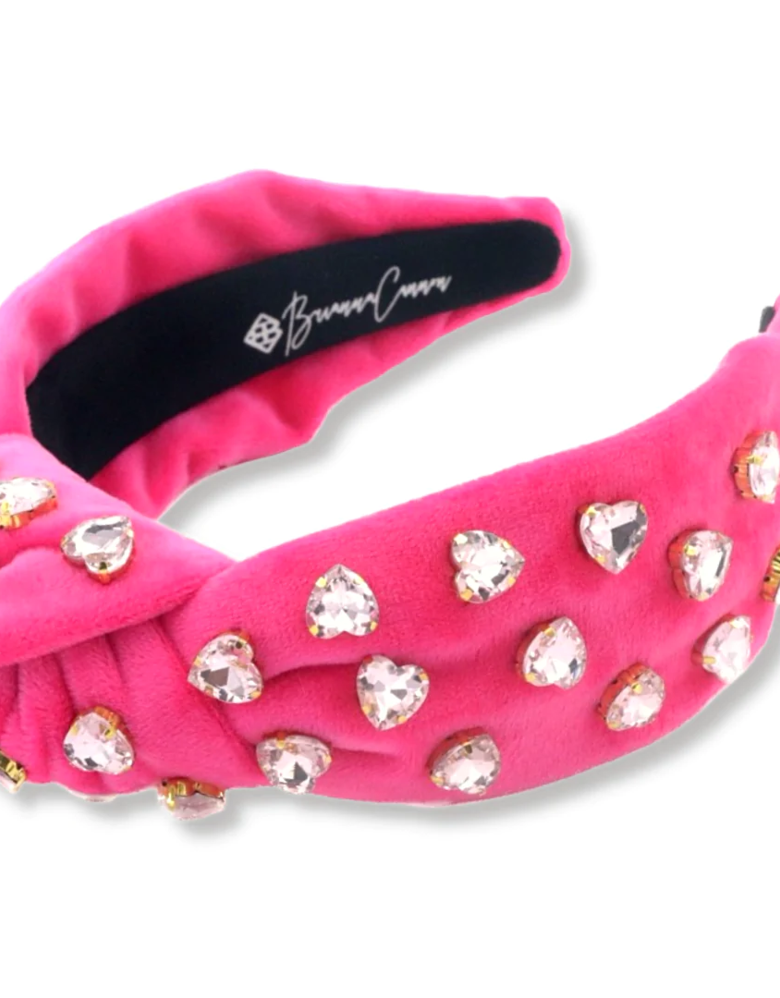 Brianna Cannon Brianna Cannon Hot Pink Velvet Pink Crystal Heart Headband