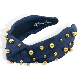 Brianna Cannon Brianna Cannon Navy Shimmer Headband with Gold Beads