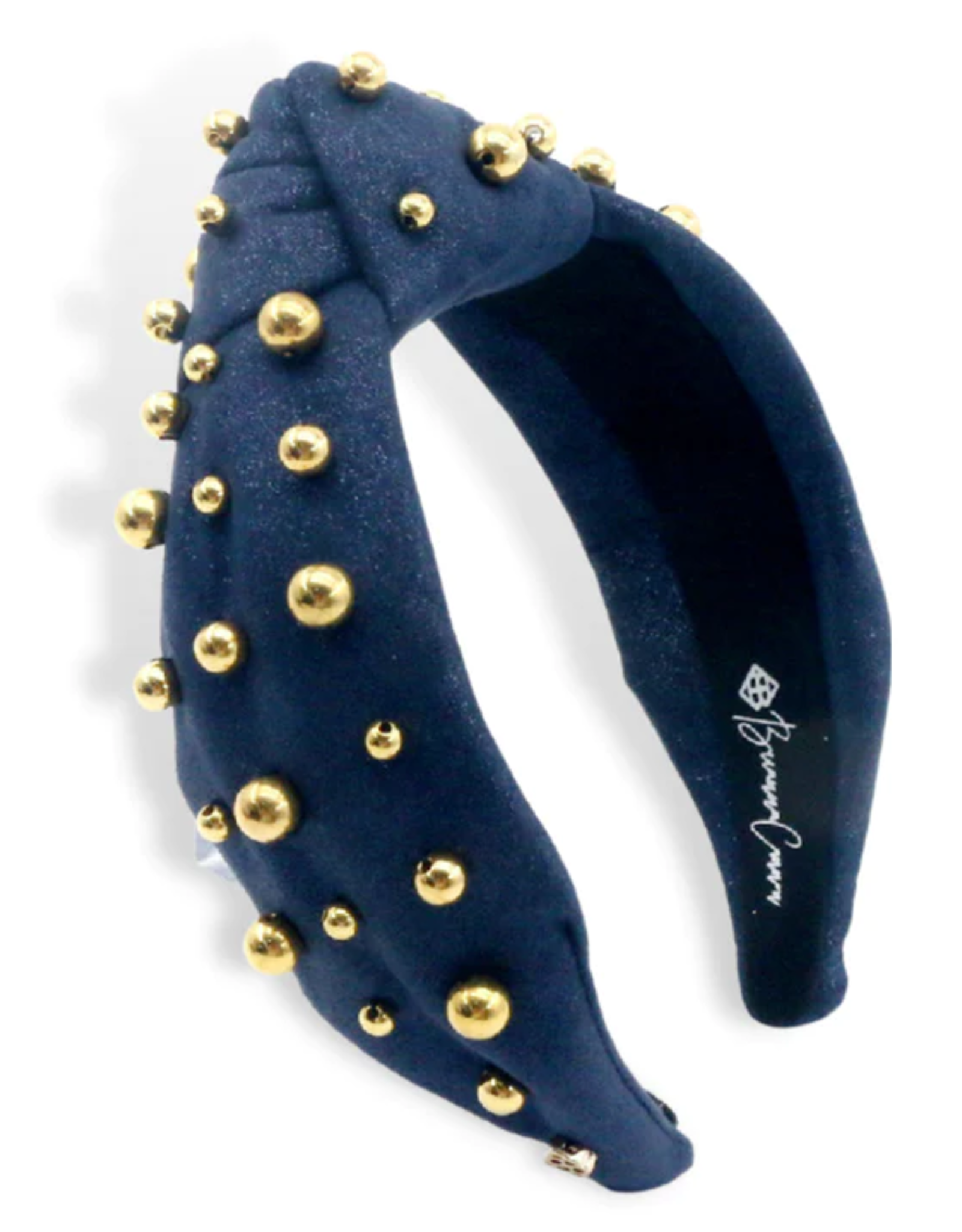 Brianna Cannon Brianna Cannon Navy Shimmer Headband with Gold Beads