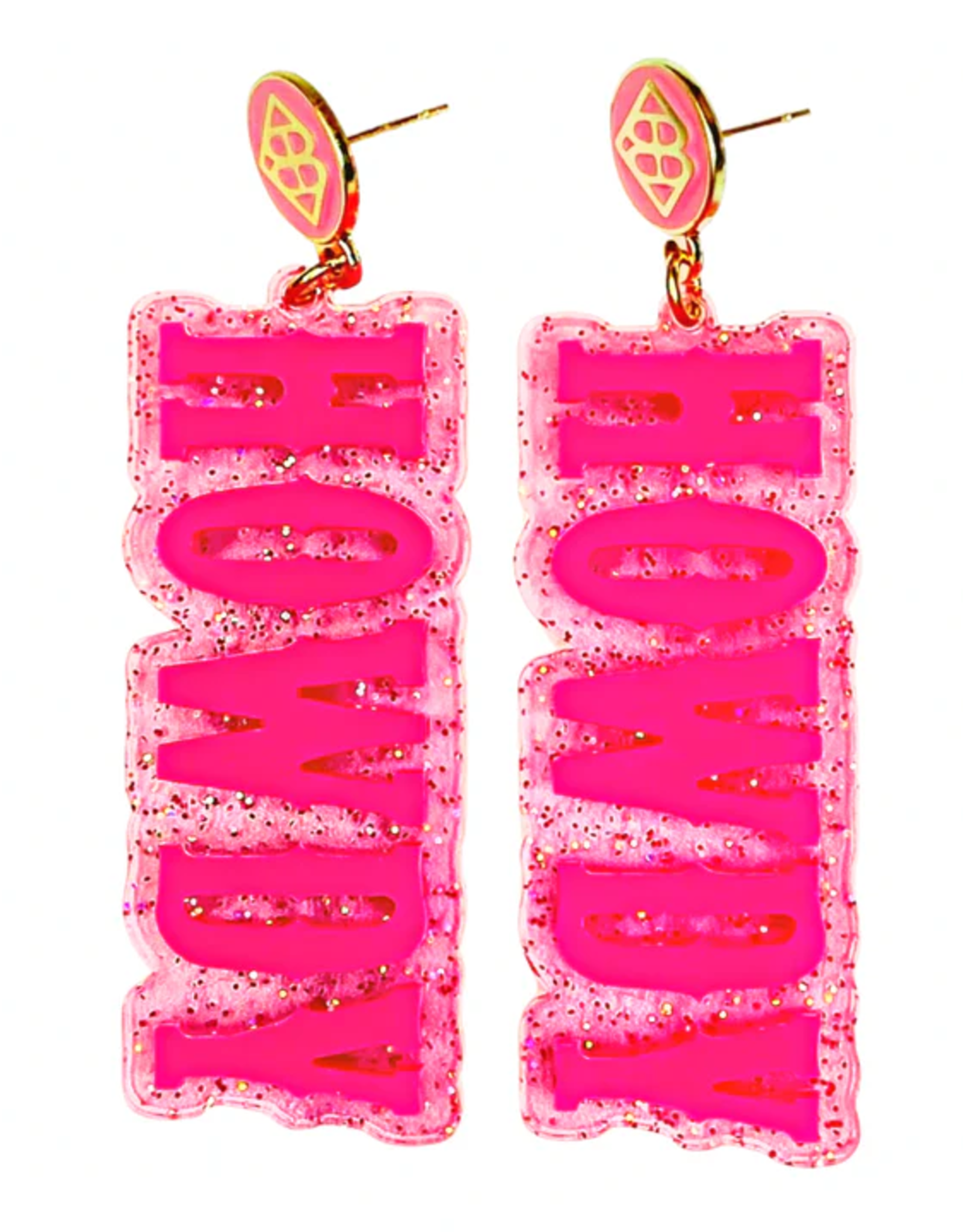 Brianna Cannon Brianna Cannon Pink Glitter Howdy Earrings