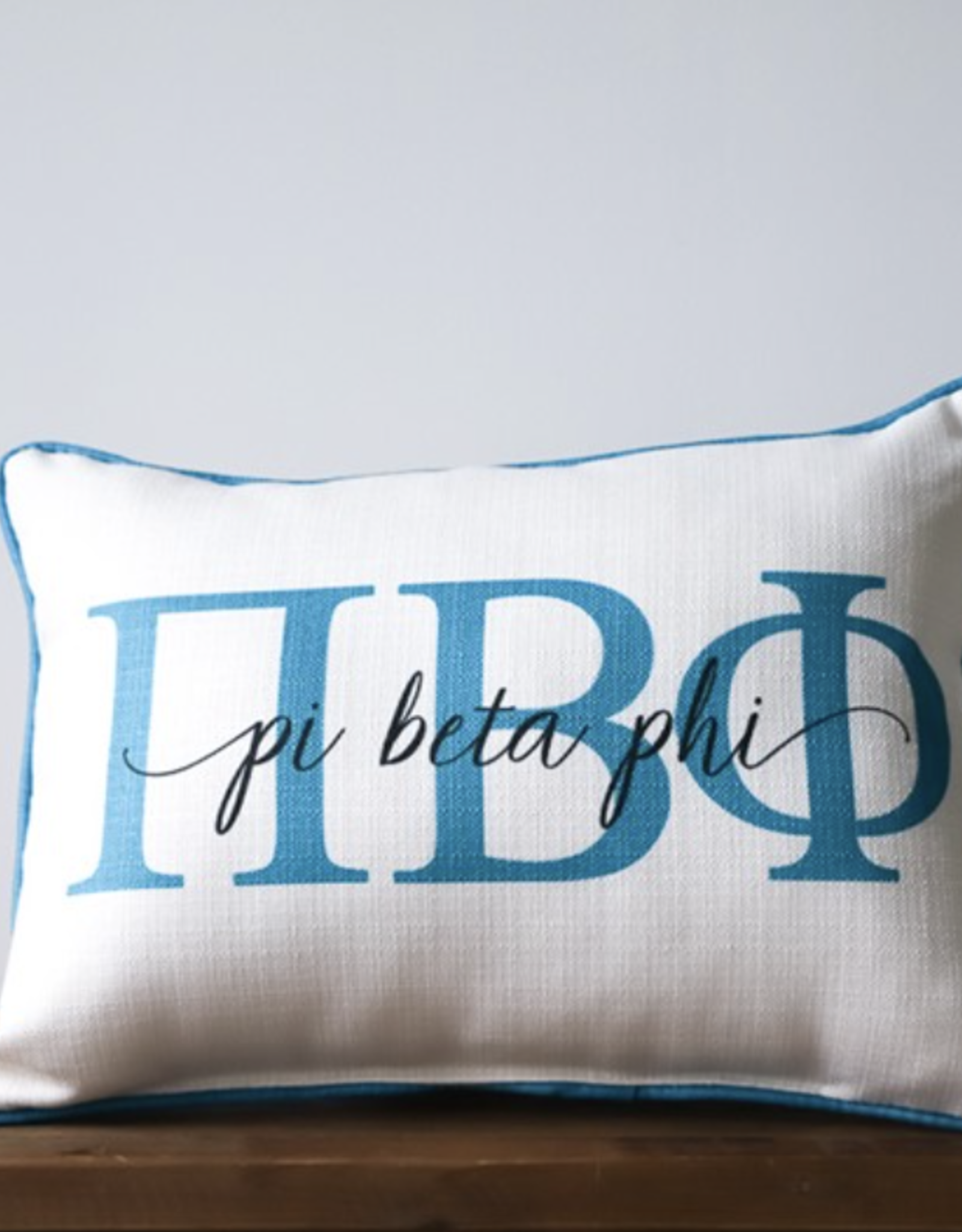 Little Birdie Pi Beta Phi Sorority Large Letters Overlap Pillow W/Piping
