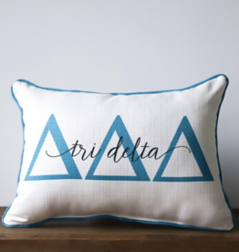 Little Birdie Delta Delta Delta Sorority Large Letters Overlap Pillow W/Piping
