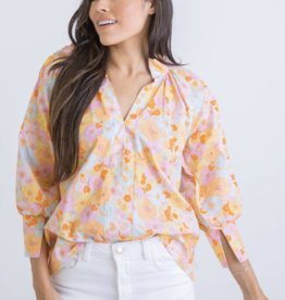 Karlie Karlie London Floral Poplin Ruffle Sleeve Top