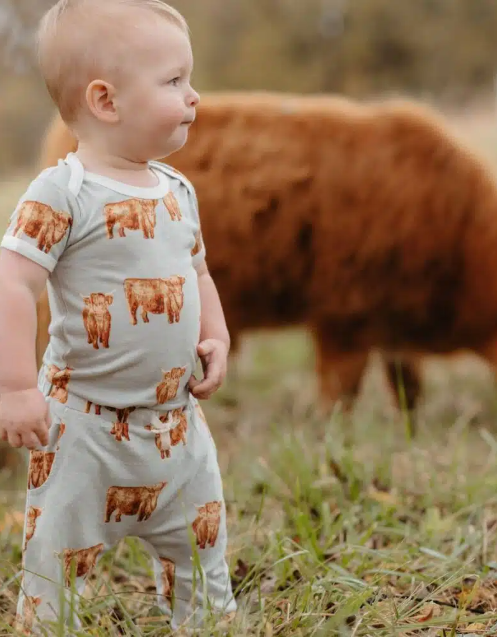 Milkbarn Milkbarn Highland Cow Bamboo Short Sleeve One Piece