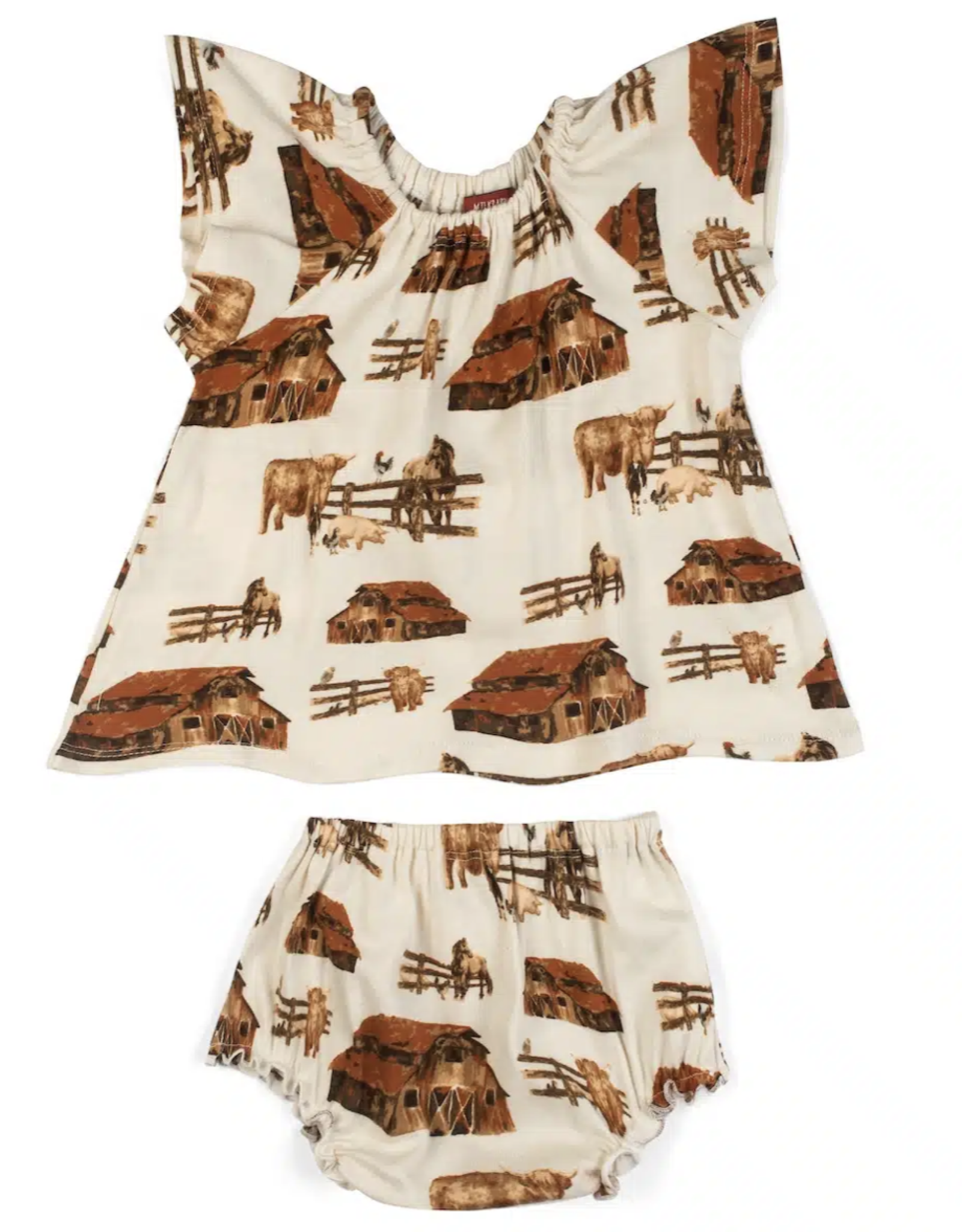 Milkbarn Milkbarn Homestead Organic Cotton Dress & Bloomer Set