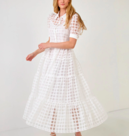 English  Factory Gridded Organza Tiered Maxi Dress