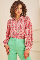 Esqualo Esqualo Gathered Sleeve Pink Print Blouse