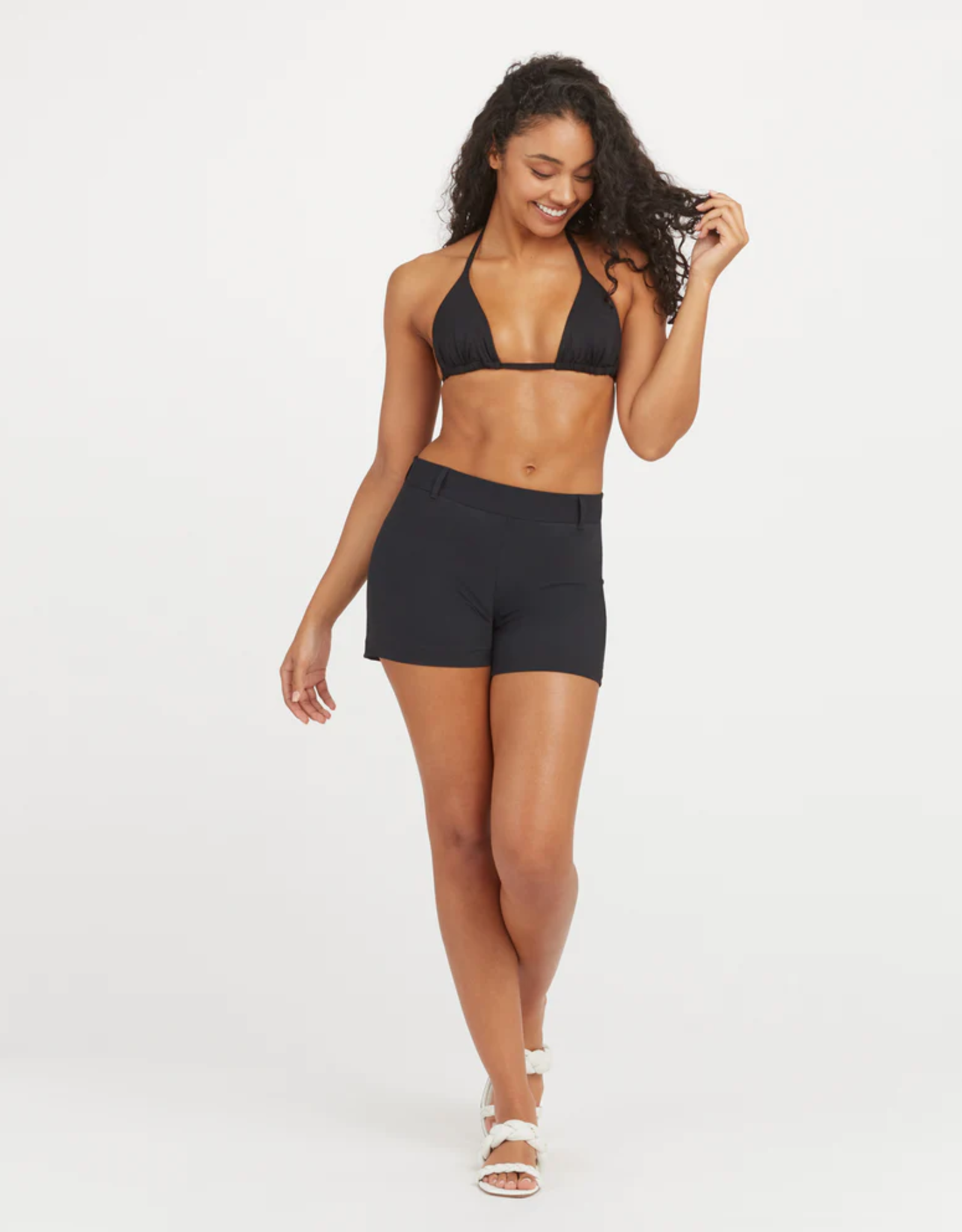 Spanx Sunshine Shorts 4” Pull On 4-Way Stretch Size L Large Black Camo NWT