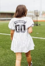 Queen of Sparkles Queen of Sparkles White Pinstripe Queen Team Jersey Dress