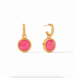 Julie Vos Julie Vos Fleur de Lis Hoop & Charm Earring Gold Iridescent Peony Pink