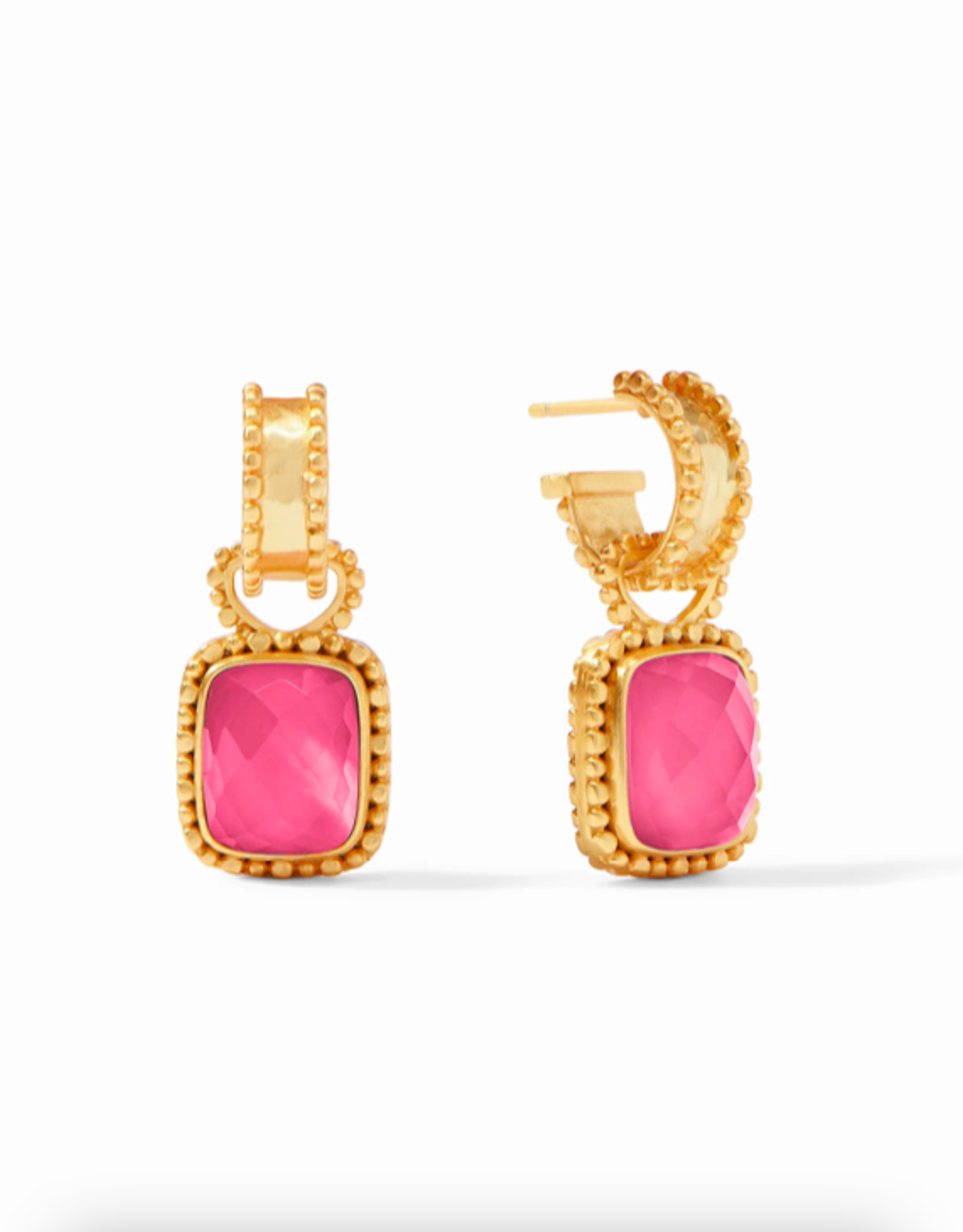 Julie Vos Julie Vos Marbella Hoop & Charm Earring Gold Irid. Peony Pink