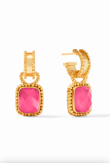 Julie Vos Julie Vos Marbella Hoop & Charm Earring Gold Irid. Peony Pink