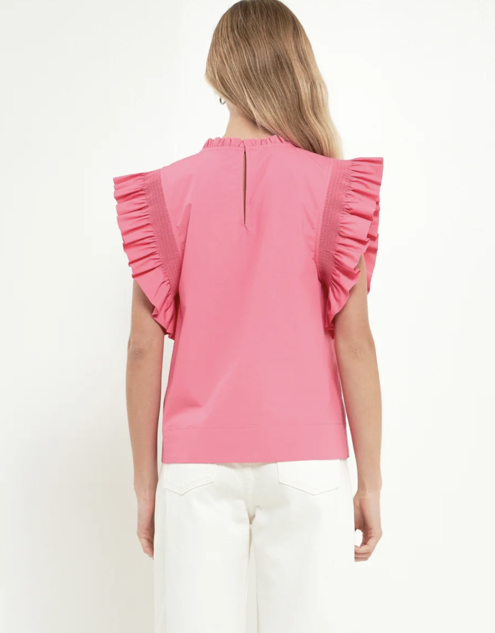 English  Factory English Factory Fuchsia Ruffle Sleeve Top