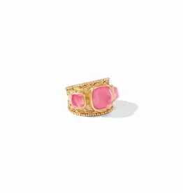 Julie Vos Julie Vos Trieste Statement Ring Gold Iridescent Peony Pink