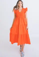 Karlie Karlie Solid Gauze Vneck Smock Tier Maxi Dress