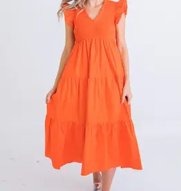 Karlie Karlie Solid Gauze Vneck Smock Tier Maxi Dress